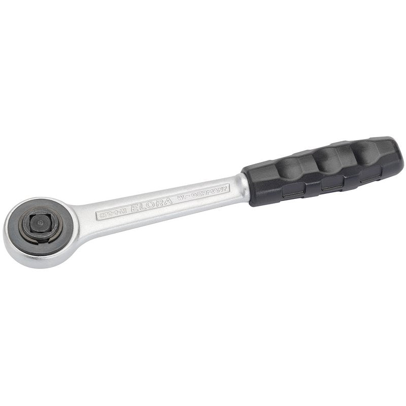 Elora 3/8"D 200mm Push Through Reversible Ratchet 24 Tooth With Hand Grip 00137