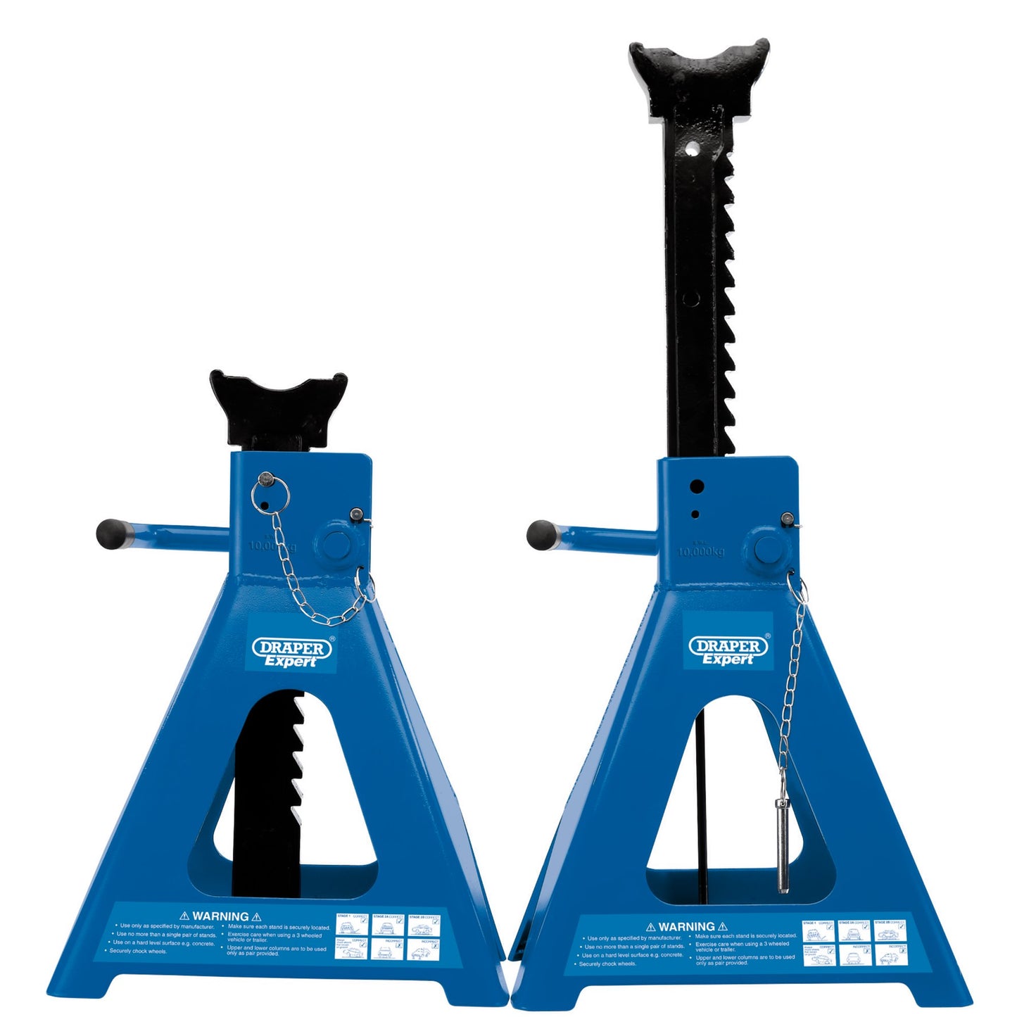 Draper Pneumatic Ratcheting Axle Stands 10 Tonne Pair Maximum Height 770mm 01815