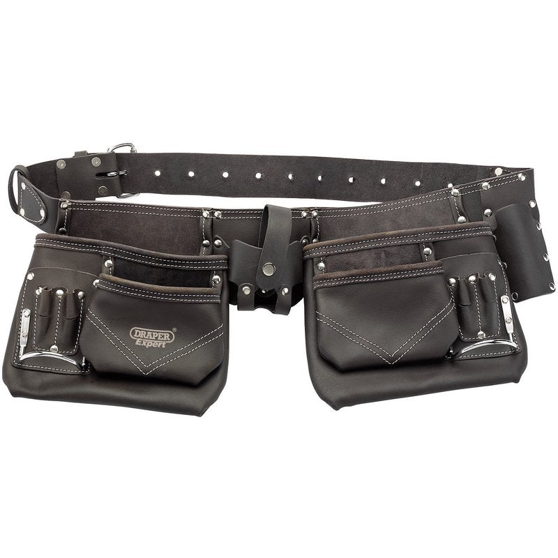 Draper Double Pouch Tool Belt Oil Tanned Leather With 50mm Belt 03138