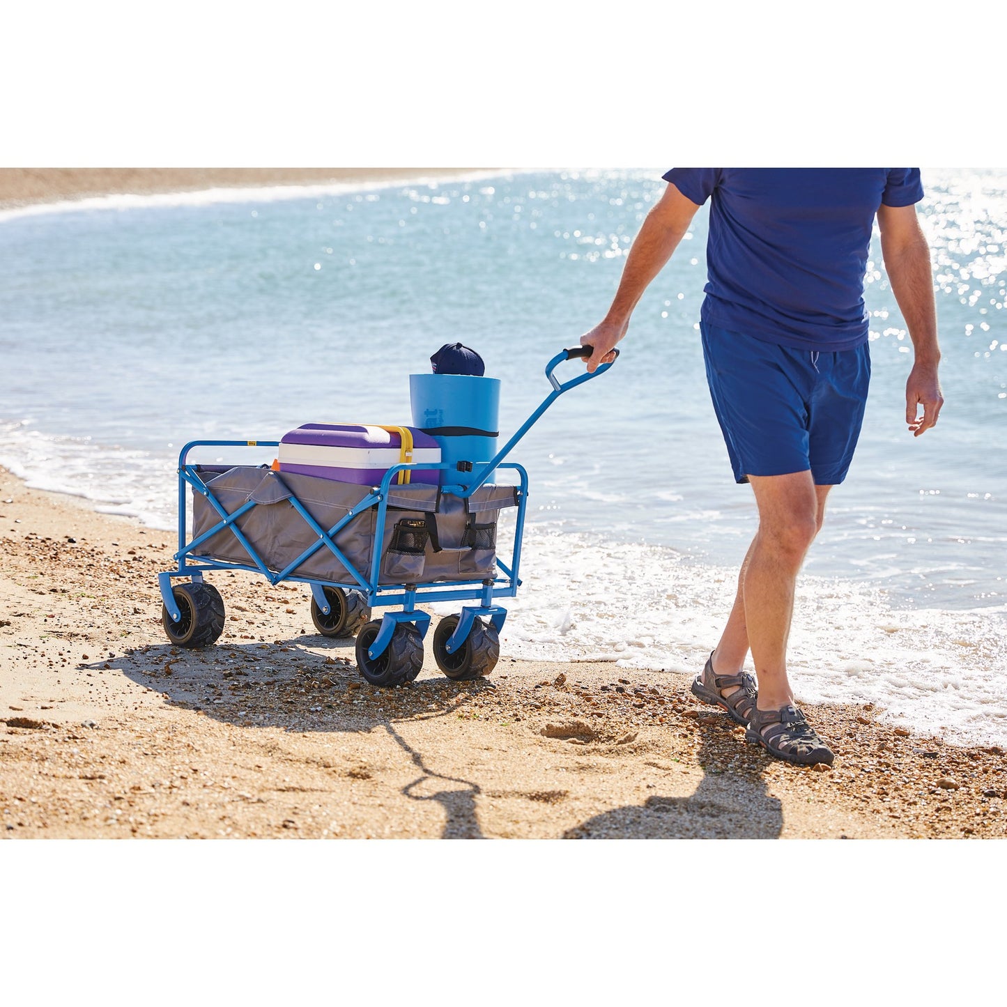 Draper Foldable Garden Cart with Large Wheels 80kg Strong Steel Frame 03217