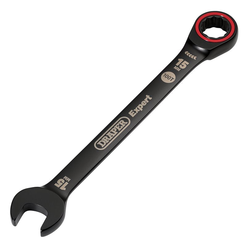 Draper Expert 15mm HI-TORQ Metric Ratchet Combination Spanner Black 03888