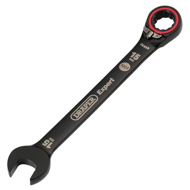 Draper Expert Metric Reversible Ratchet Combination Spanner 15mm Black 03905
