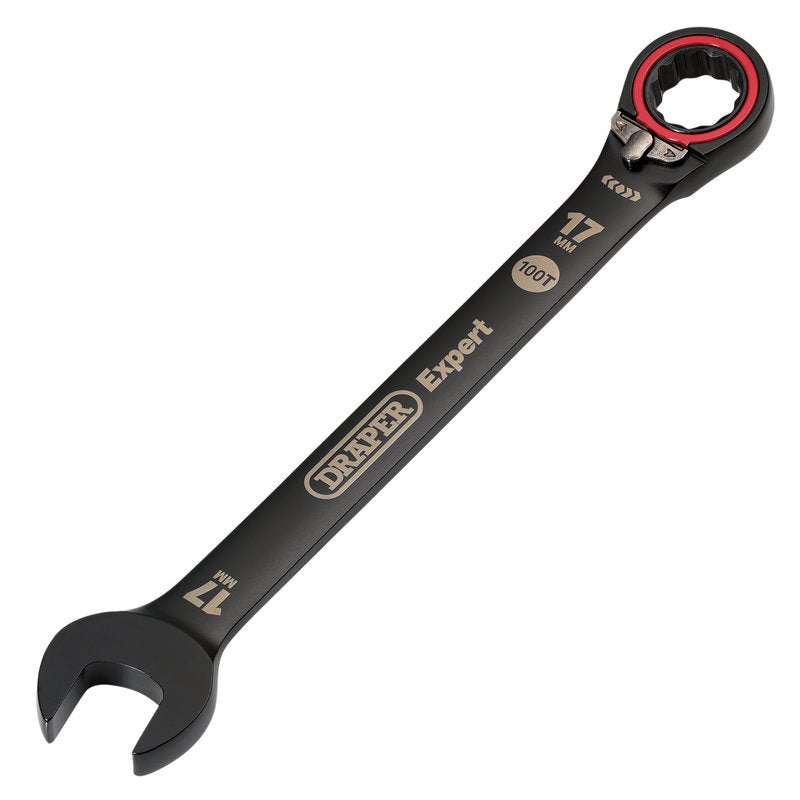 Draper Expert Metric Reversible Ratchet Combination Spanner 17mm Black 03907