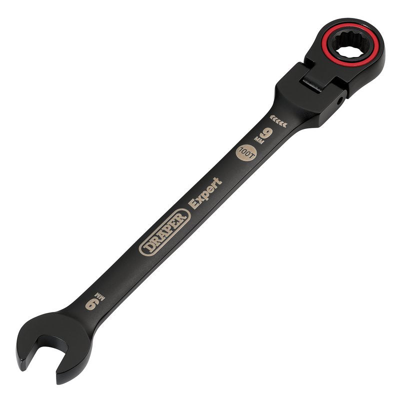 Draper Expert 9mm Metric Flexible Head Ratchet Combination Spanner Black 03915