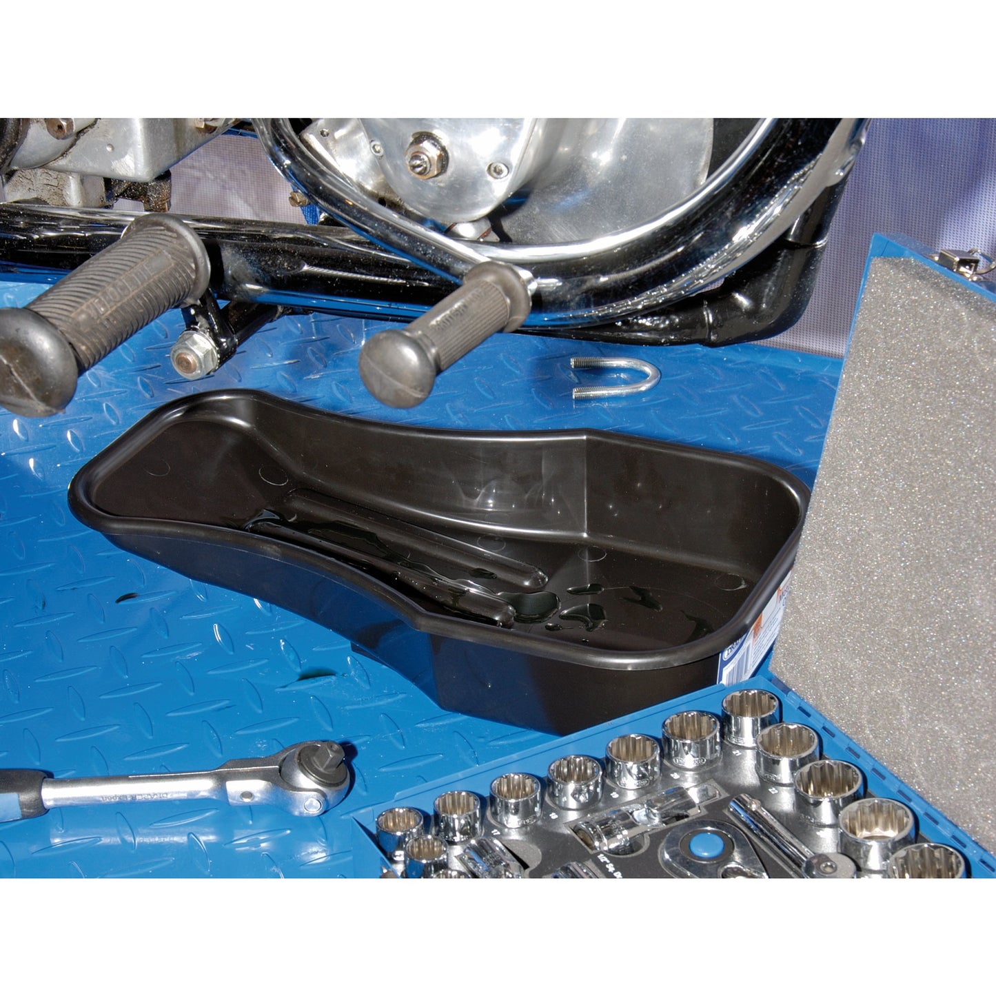 Draper Motorcycle Oil Drain Pan High Density Ribbed Polyethylene Tray 04265
