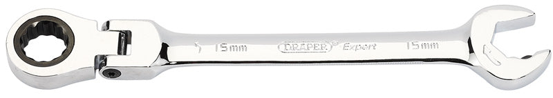 Draper 15mm Metric Ratcheting Combination Spanner Flex Head Chrome 06860