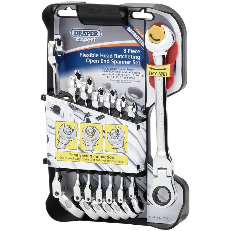 Draper Metric Combination Spanner Set Flexible Head Double Ratcheting 07034