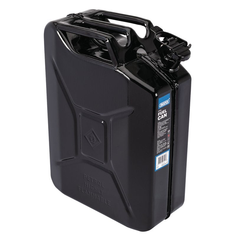 Draper Steel Fuel Can 20L Black Storing And Transferring Flammable Liquids 07257