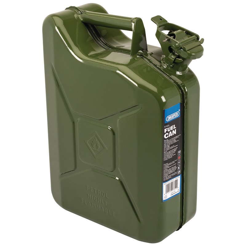 Draper Steel Fuel Can 10L Green Storing And Transferring Flammable Liquids 07610