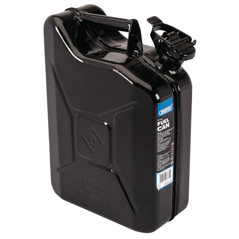 Draper Steel Fuel Can 10L Black Storing And Transferring Flammable Liquids 07664