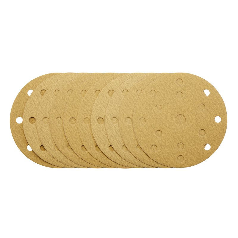 Draper Gold Sanding Discs Hook & Loop 150mm 180 Grit 15 Holes 10 Pack 08475