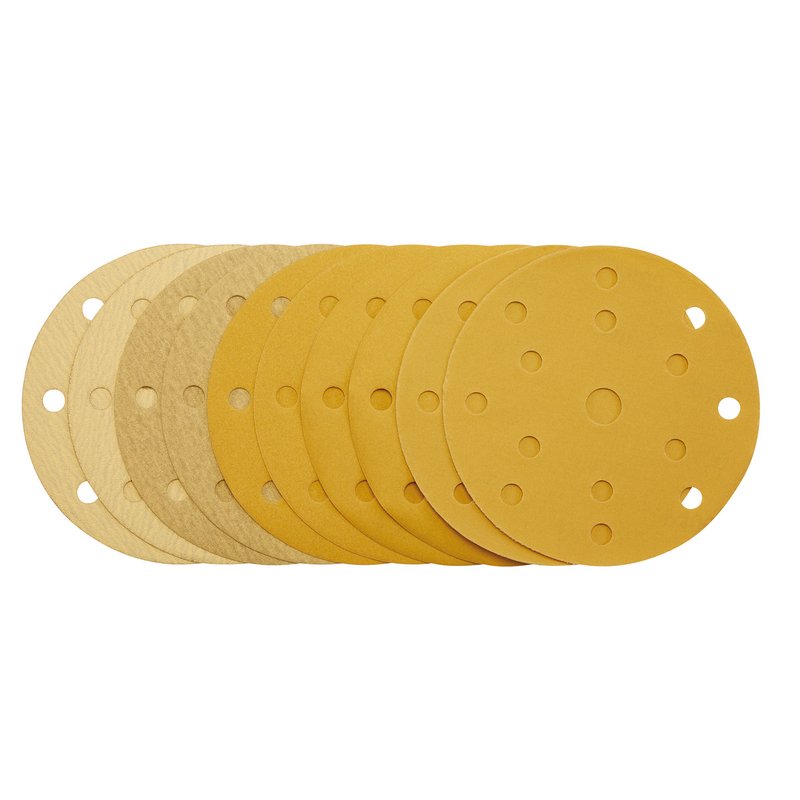 Draper Gold Sanding Discs Hook & Loop 150mm Assorted Grit 10 Pack 08480