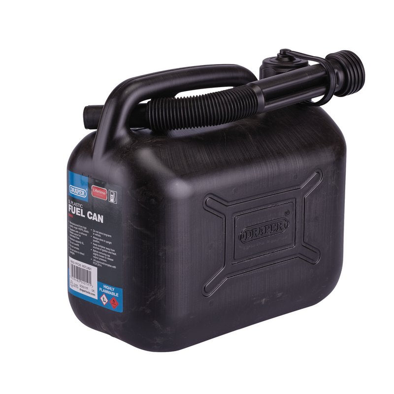 Draper Plastic Fuel Can 5L Black With A Flexible Spout 09053