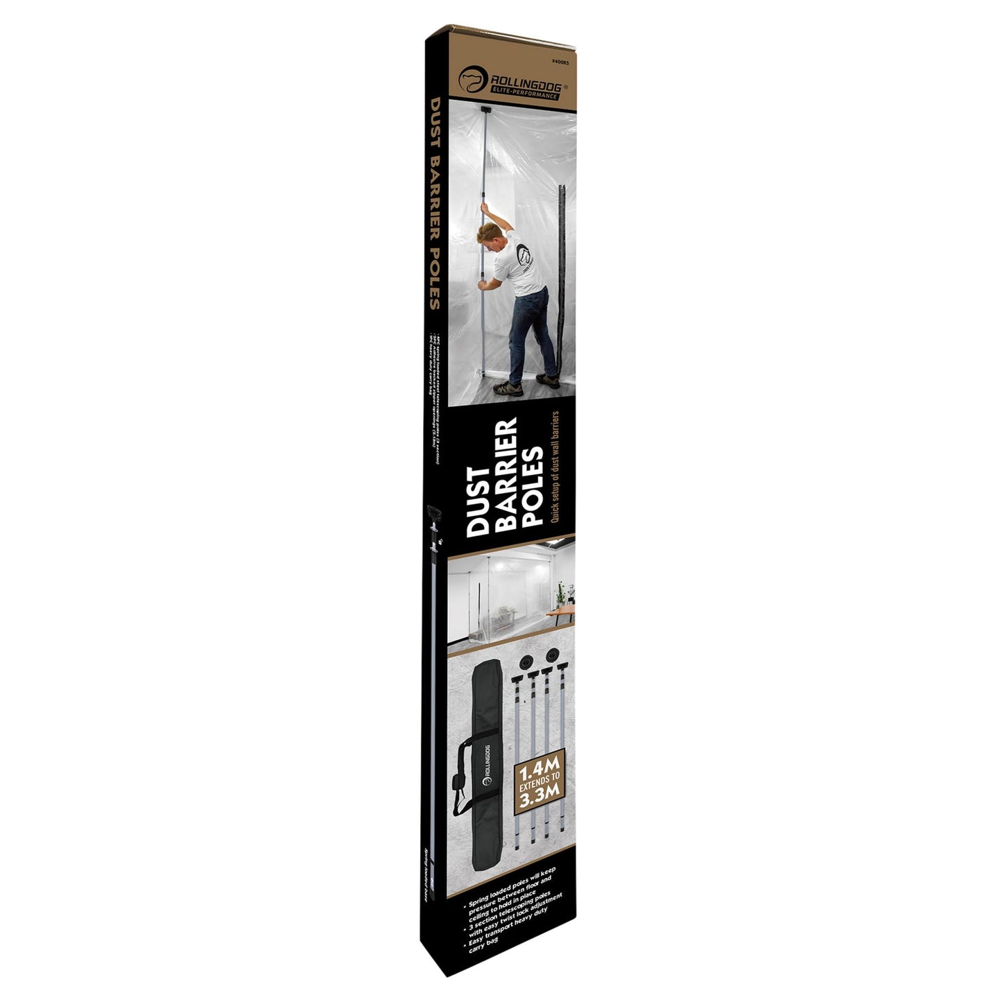 Rollingdog Decorators Telescopic Dust Barrier Poles 1.4 to 3.3m 7 Piece 09666
