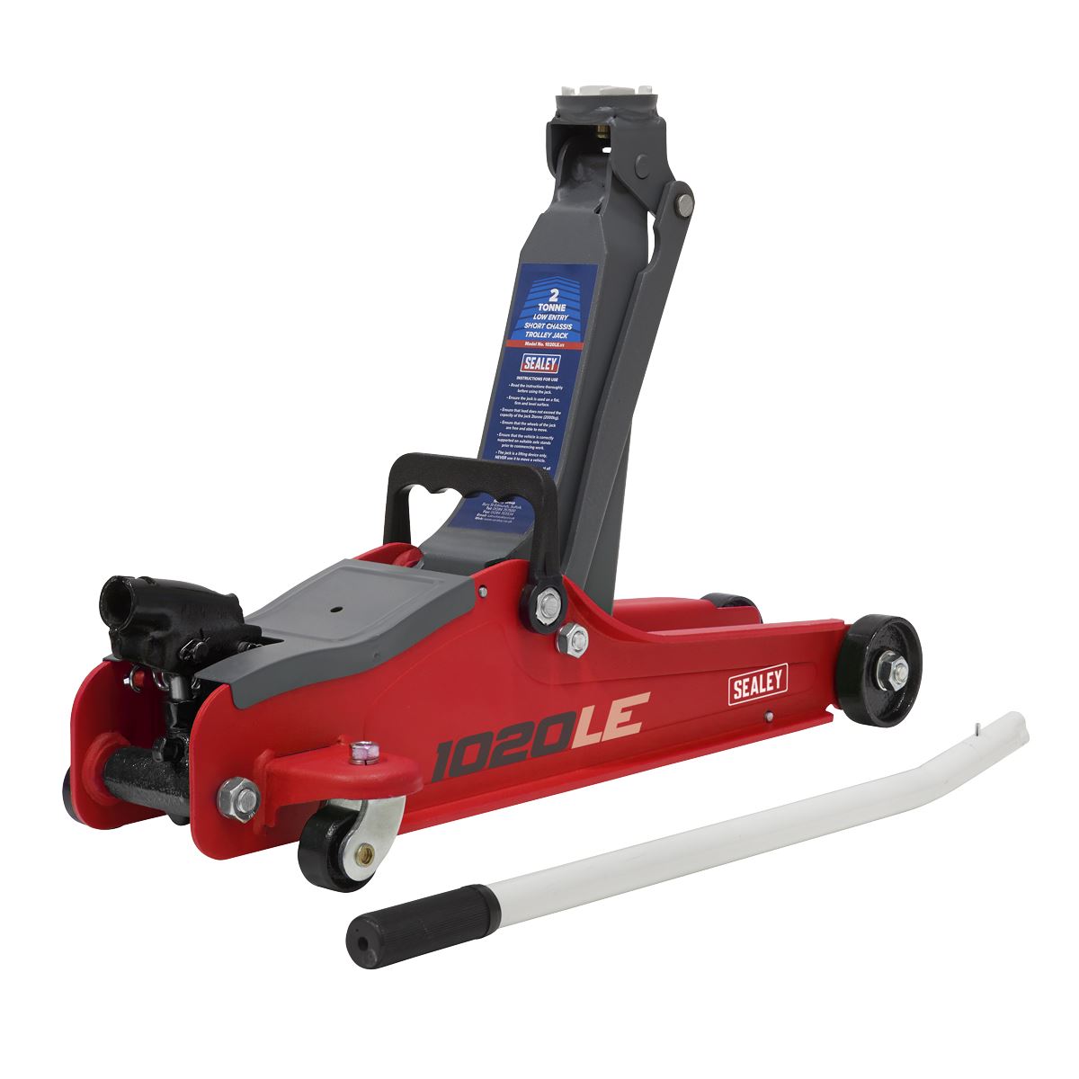 Sealey Trolley Jack 2 Tonne Low Profile Short Chassis - Red 1020LE