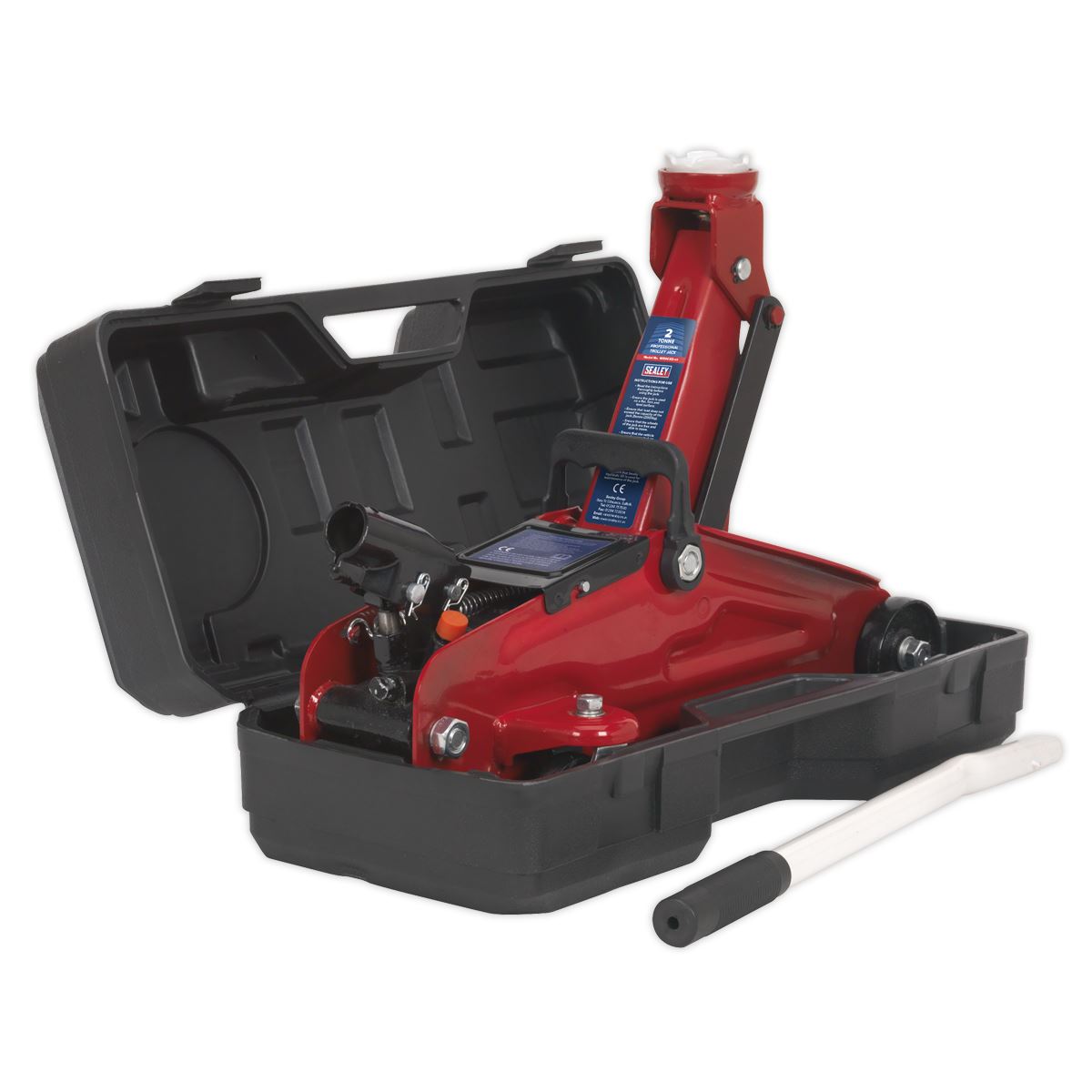 Sealey Trolley Jack 2 Tonne Short Chassis with Storage Case 1050CXD