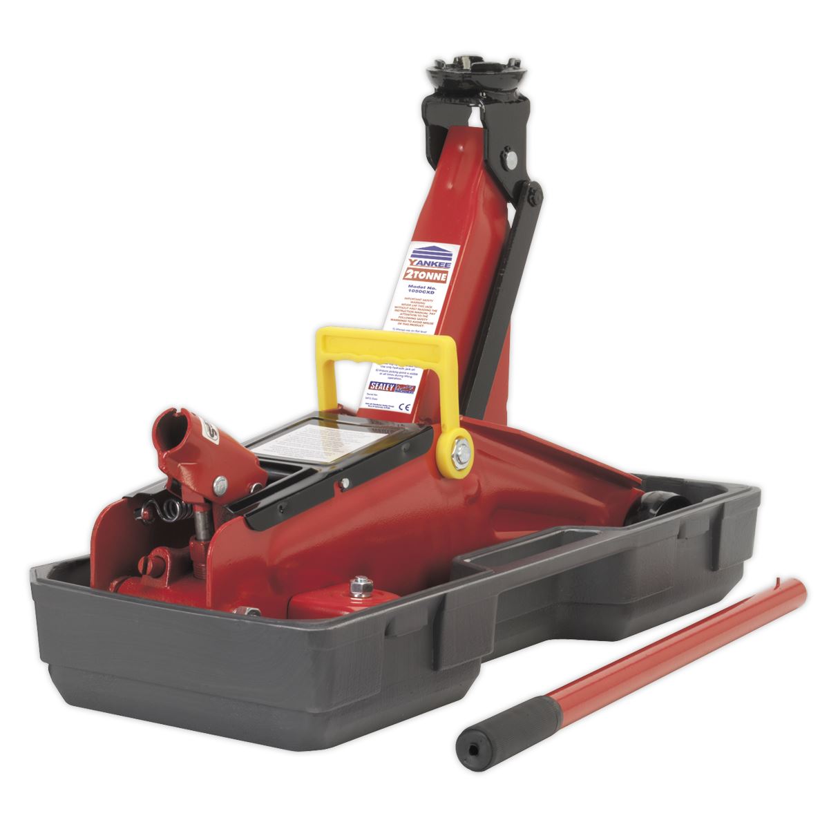 Sealey Trolley Jack 2 Tonne Short Chassis with Storage Case 1050CXD