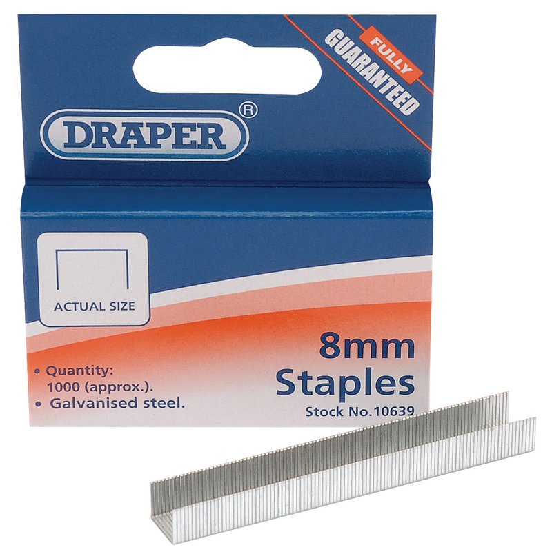 Draper Steel Staples 8 x 10mm Pack of 1000 - 10639