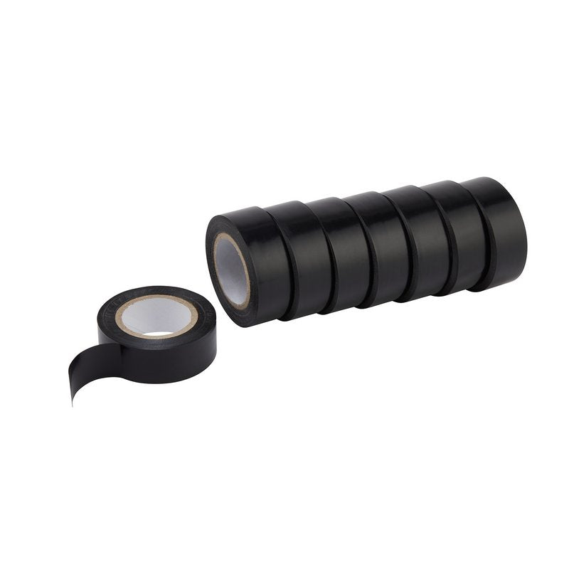 Draper PVC Insulation Tape 10m x 19mm Black Pack of 8 Flame Resistant 11910