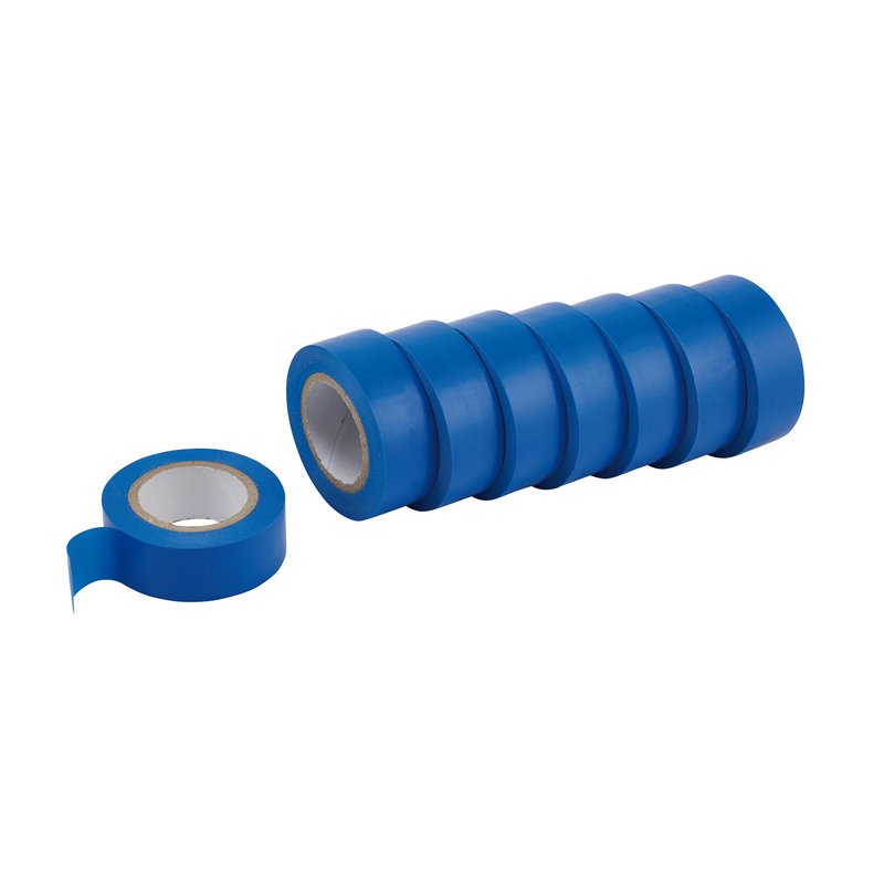 Draper PVC Insulation Tape 10m x 19mm Blue Pack of 8 Flame Resistant 11915