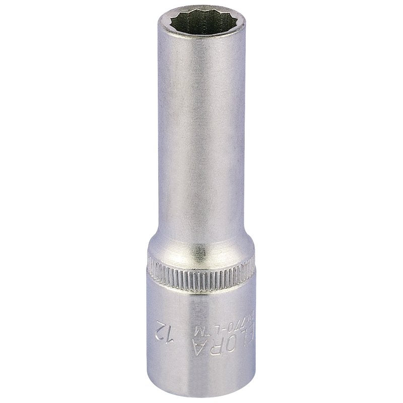 Elora 1/2"D 12mm Deep Bi Hexagon Socket Chrome Plated Knurled Ring 11932