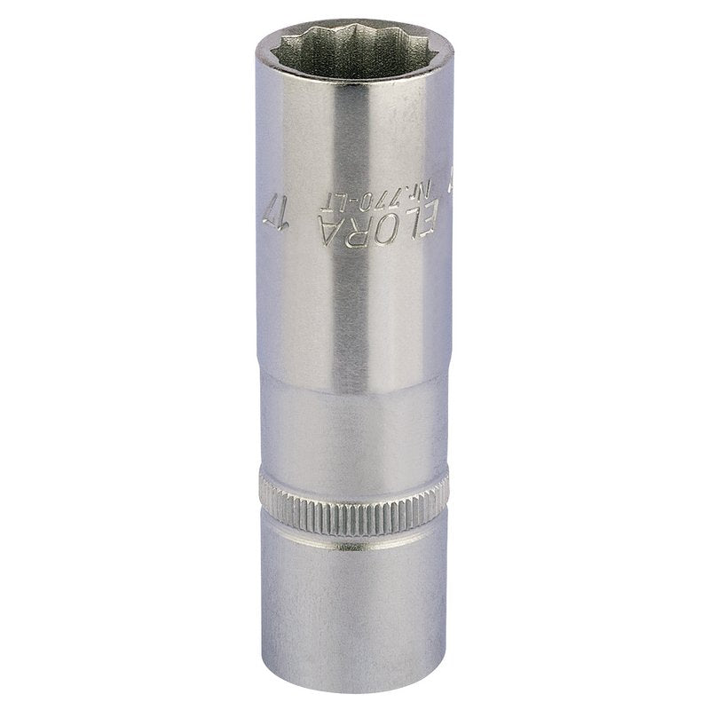 Elora 1/2"D 17mm Deep Bi Hexagon Socket Chrome Plated Knurled Ring 11935