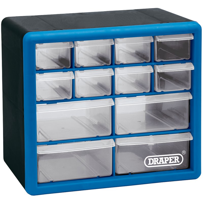 Draper 12 Drawer Organiser Impact-resistant Size 260 x 160 x 230mm 12014