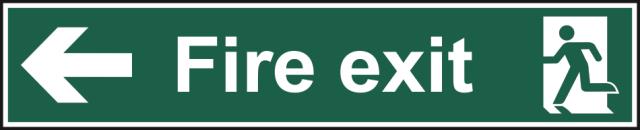 Fire exit (Man arrow left) - SAV (750 x 150mm) 12020