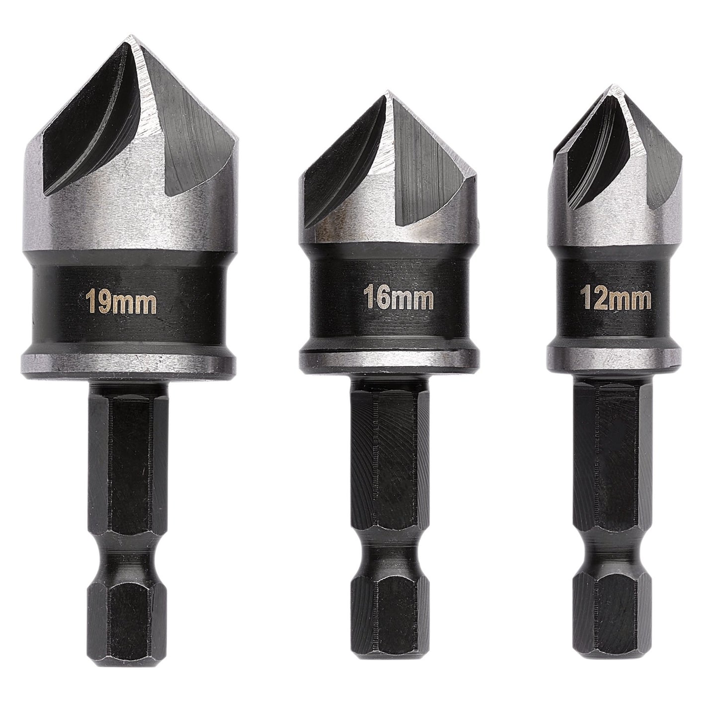 Draper Countersink Bit Set 3 Piece Hex Shank Metal Wood And Plastics 12430