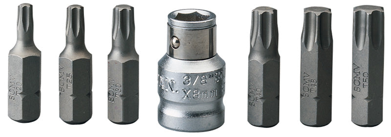 Draper 3/8" Square Drive Draper Torx STAR Bit and Bit Holder Set 7 Piece 12793