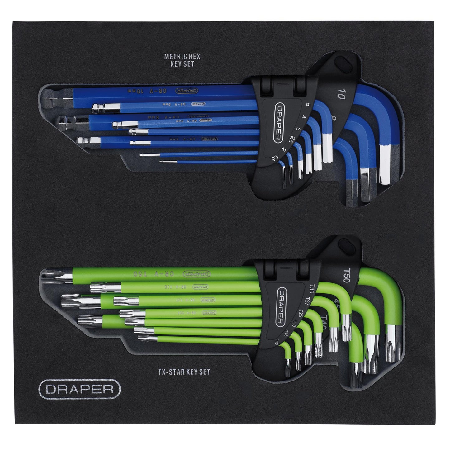 Draper TX-STAR® Metric Ball End Hex Key Sets in EVA Storage Tray (18 Piece)