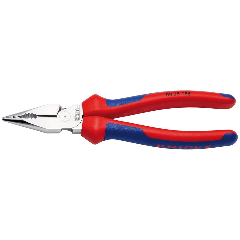 KNIPEX 08 25 185 SB Needle-Nose Combination Pliers with multi-component grips chrome-plated, 185mm