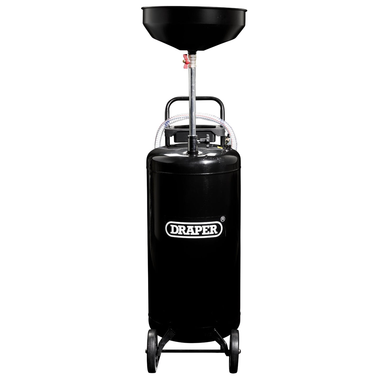 Draper Gravity Oil Drainer 90L Steel Tank Air Operated Heavy Duty Castors 13246