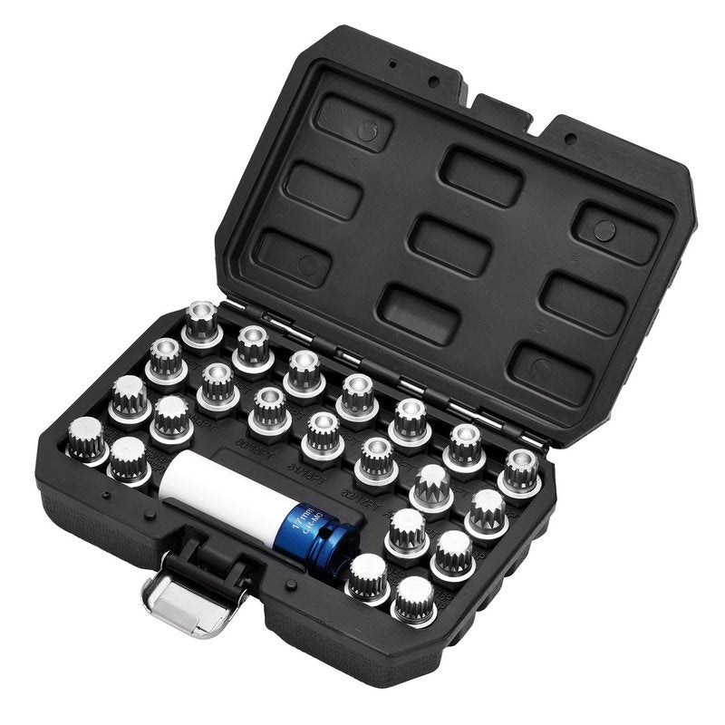 Draper VAG Locking Wheel Socket Set 23 Piece Includes 1/2"D 17mm socket 13600