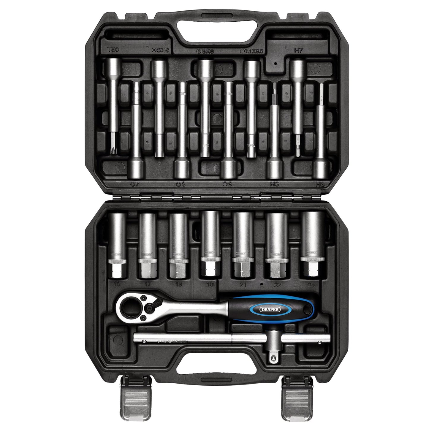 Draper Shock Absorber Strut Nut Socket Set 1/2"D 19 Piece Go Thru 13604