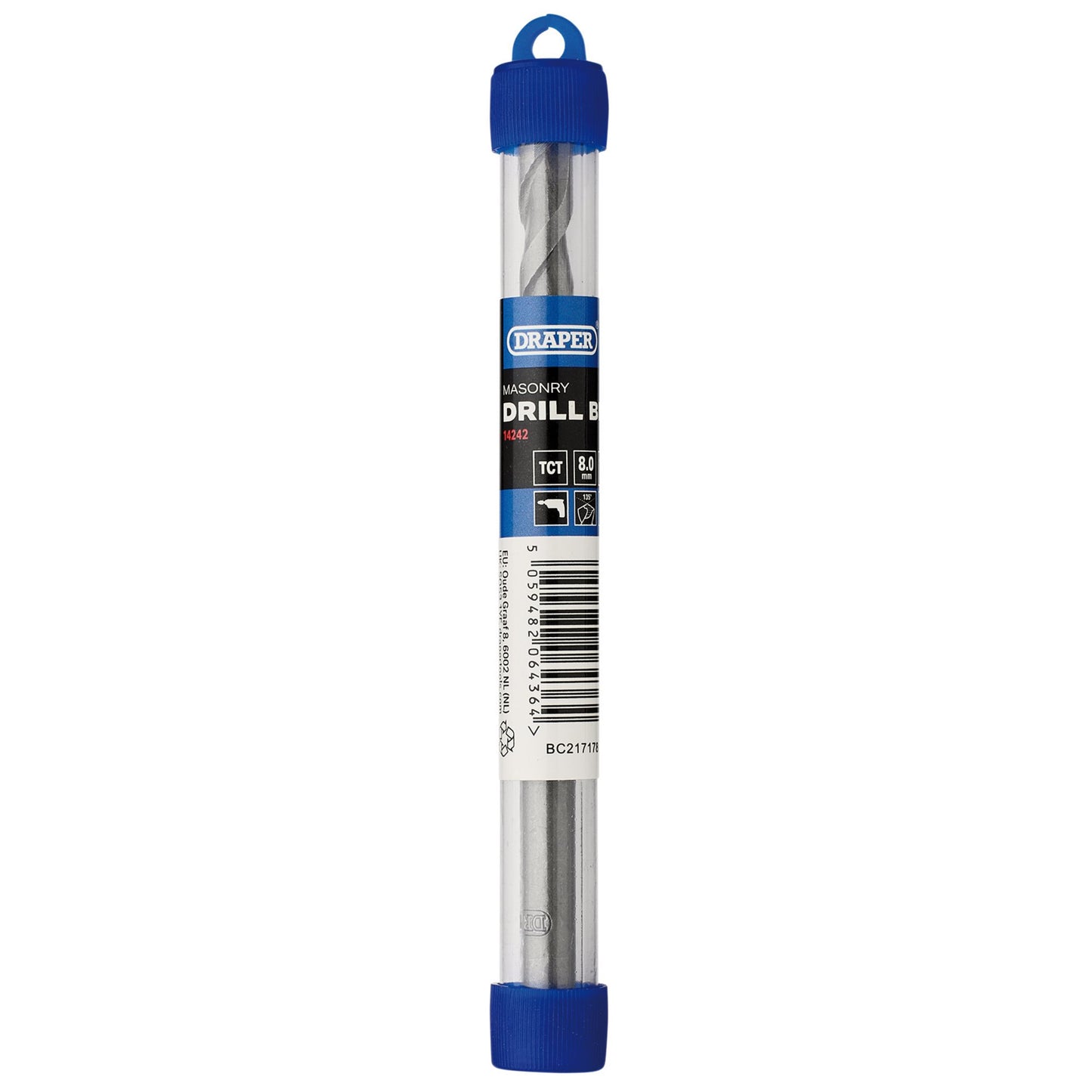 Draper TCT Masonry Drill Bit 8.0 x 120mm Heavy Duty Tungsten Carbide Tip 14242