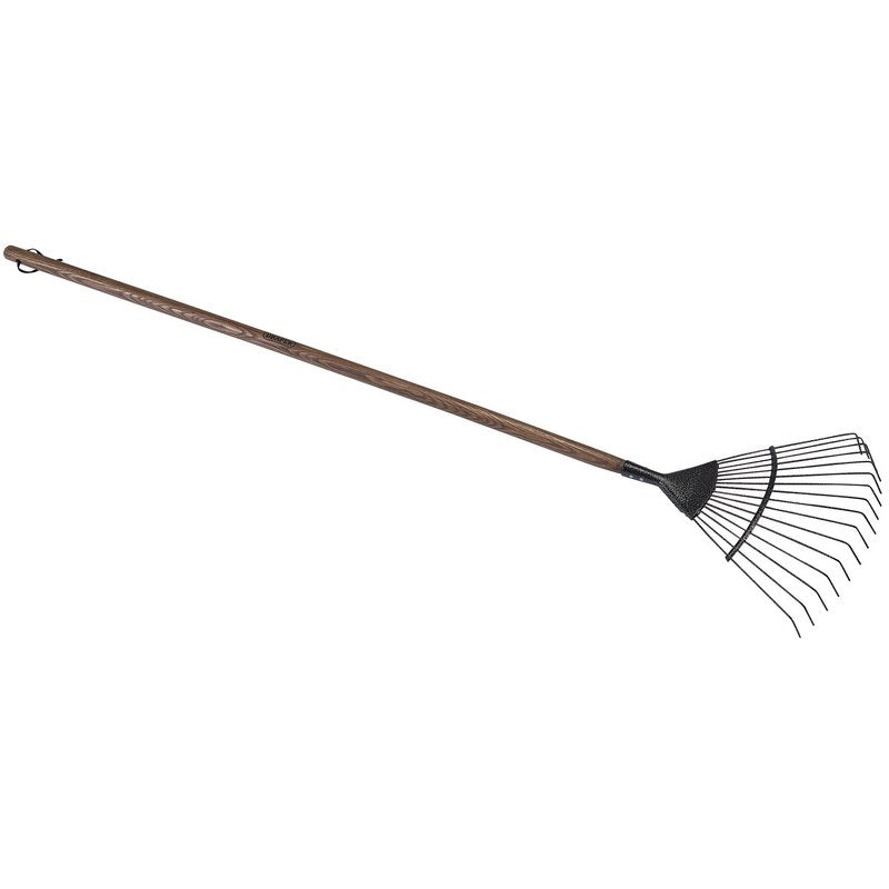 Draper Carbon Steel Lawn Rake Ash Handle 17 flexible round steel tines 14311