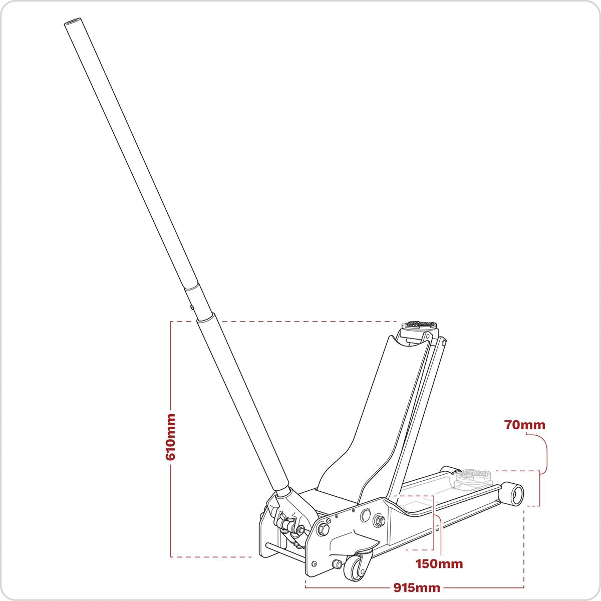 Sealey Trolley Jack 1.5 Tonne Low Profile Rocket Lift 1500SLR