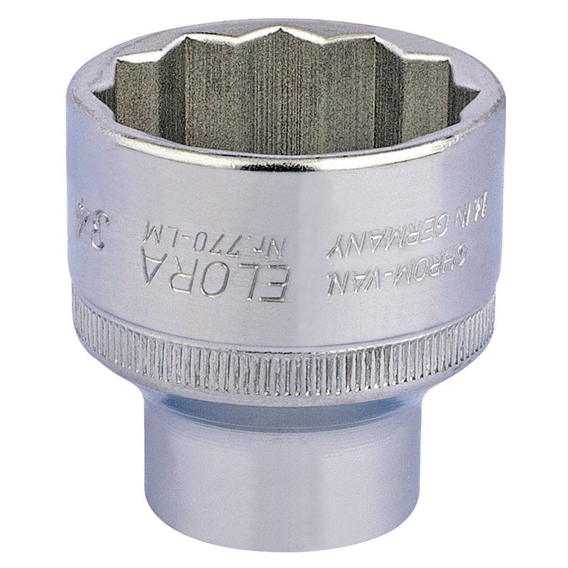Elora 34mm Bi-Hexagon Socket 1/2"D Chrome Plated Hardened And Tempered 15289