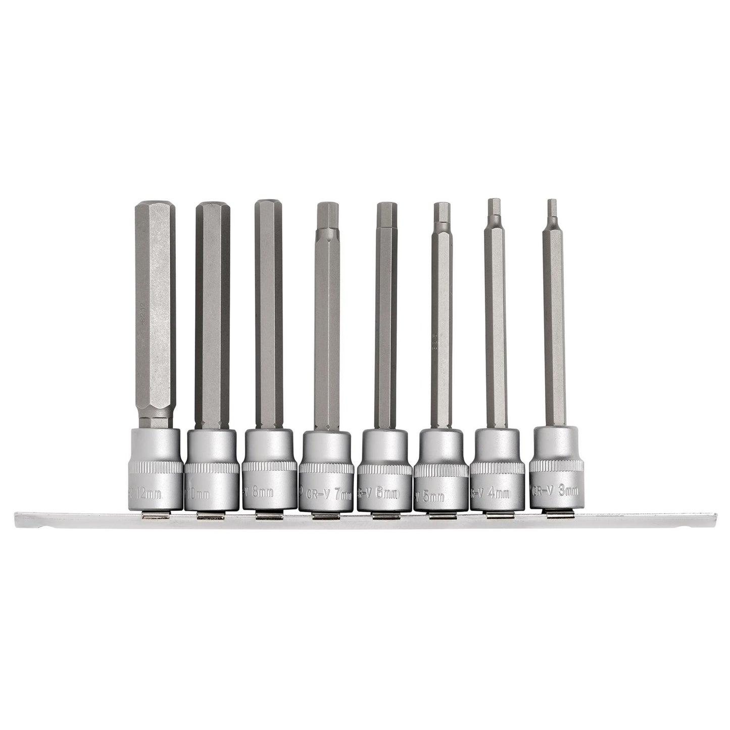 Draper Long Metric Hex Socket Bit Set 3/8" Sq Dr 100mm 8 Piece 3 to 12 - 16286