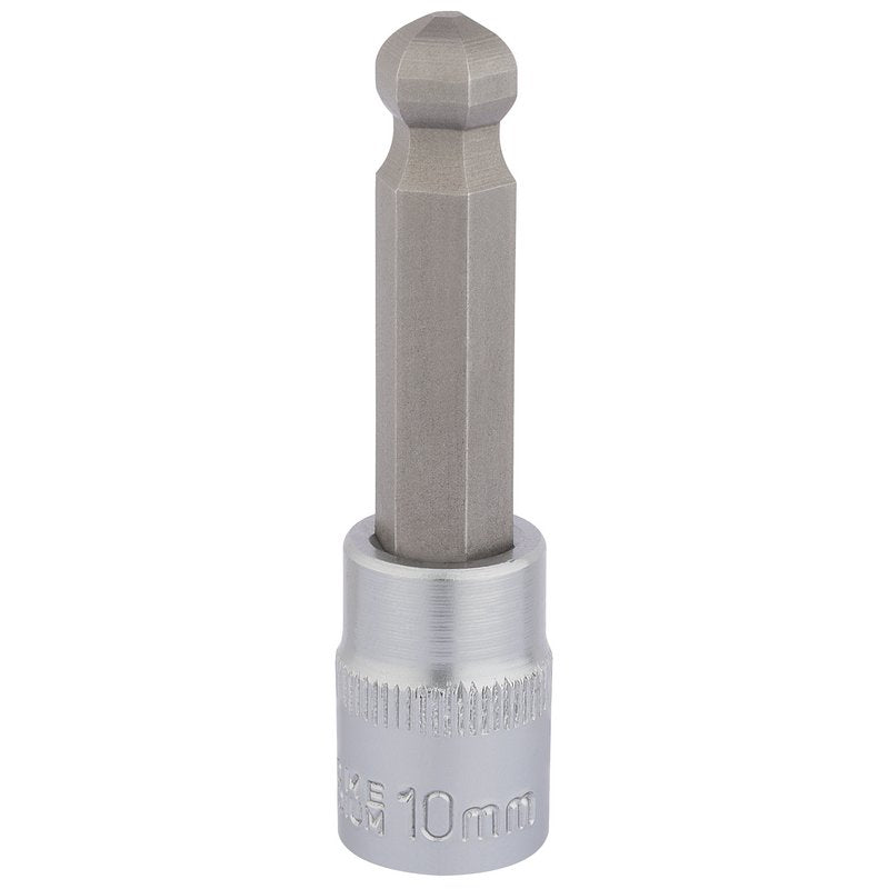 Draper Ball End Hex Socket Bit 3/8"D 10mm Length 70mm Knurled Ring 16293