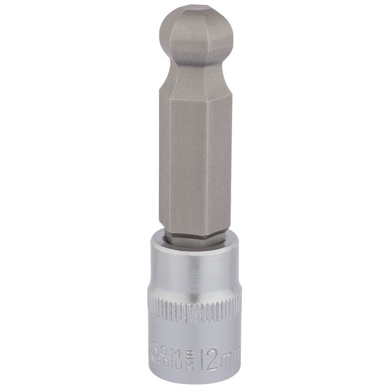 Draper Ball End Hex Socket Bit 3/8"D 12mm Length 70mm Knurled Ring 16295