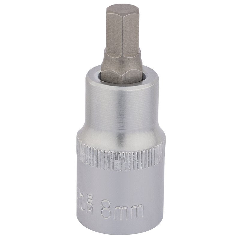 Draper Hex Socket Bit 1/2"D 8mm Overall Length Of 55mm Knurled Ring 16302