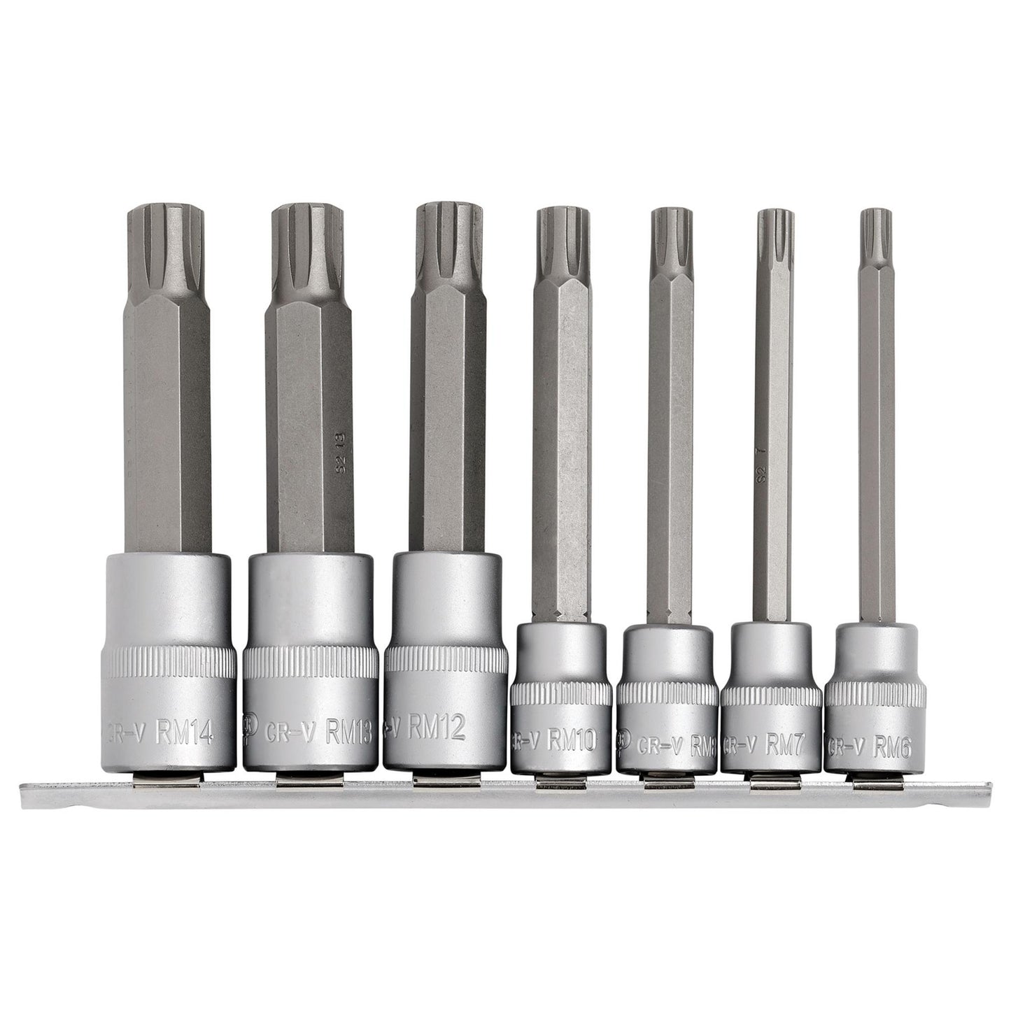 Draper Ribe Socket Bit Set 3/8" & 1/2" Sq Dr 7 Piece 100mm 6 to 12 - 16346