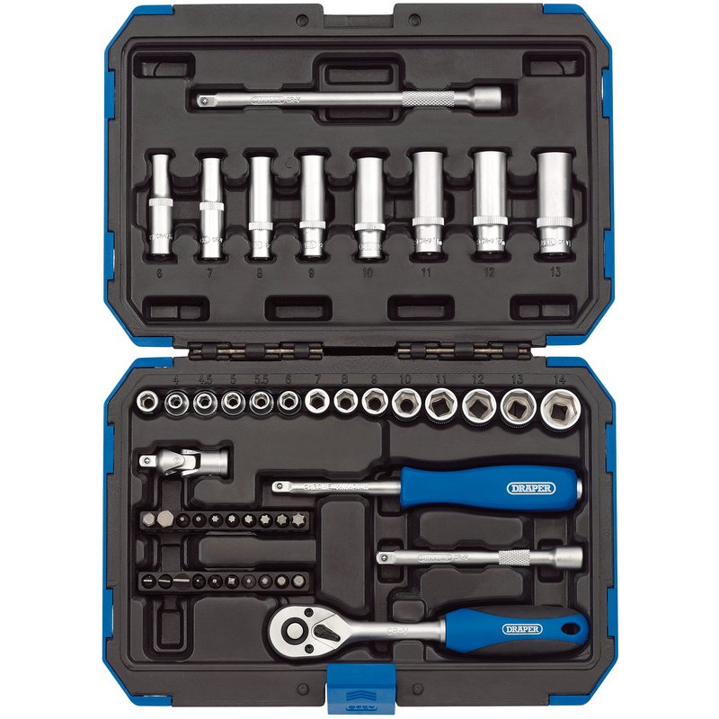 Draper Metric Socket Set 1/4"D 47 Piece Hexagon Deep & Standard 16355