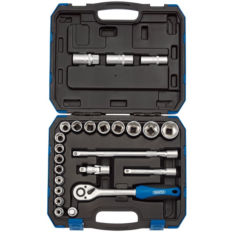 Draper Metric Socket Set 1/2"D Hexagon 24 Piece Standard Length 16362