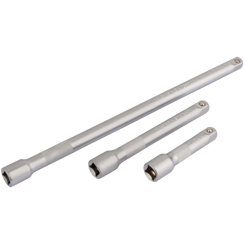 Draper 3/8"D 3 Piece Extension Bar Set knurled Ring Satin Finish 16425
