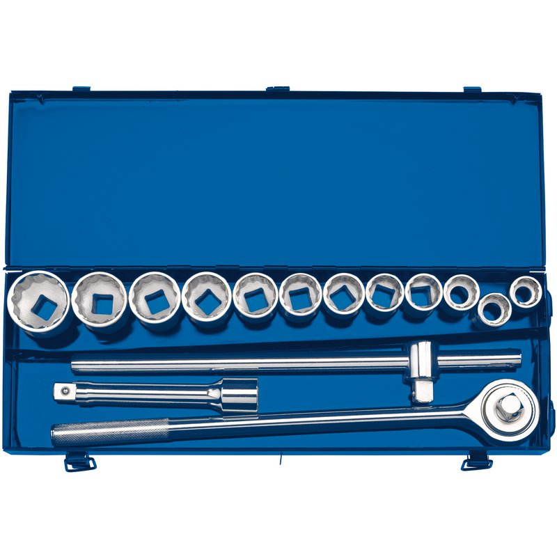 Draper 3/4"D Metric Bi Hex Socket Set in Metal Case 15 Piece Standard 16440