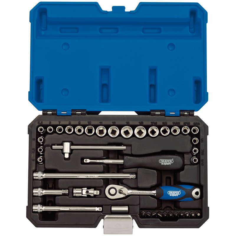 Draper Expert Combined MM/AF Socket Set, 1/4" Sq. Dr. (40 Piece)