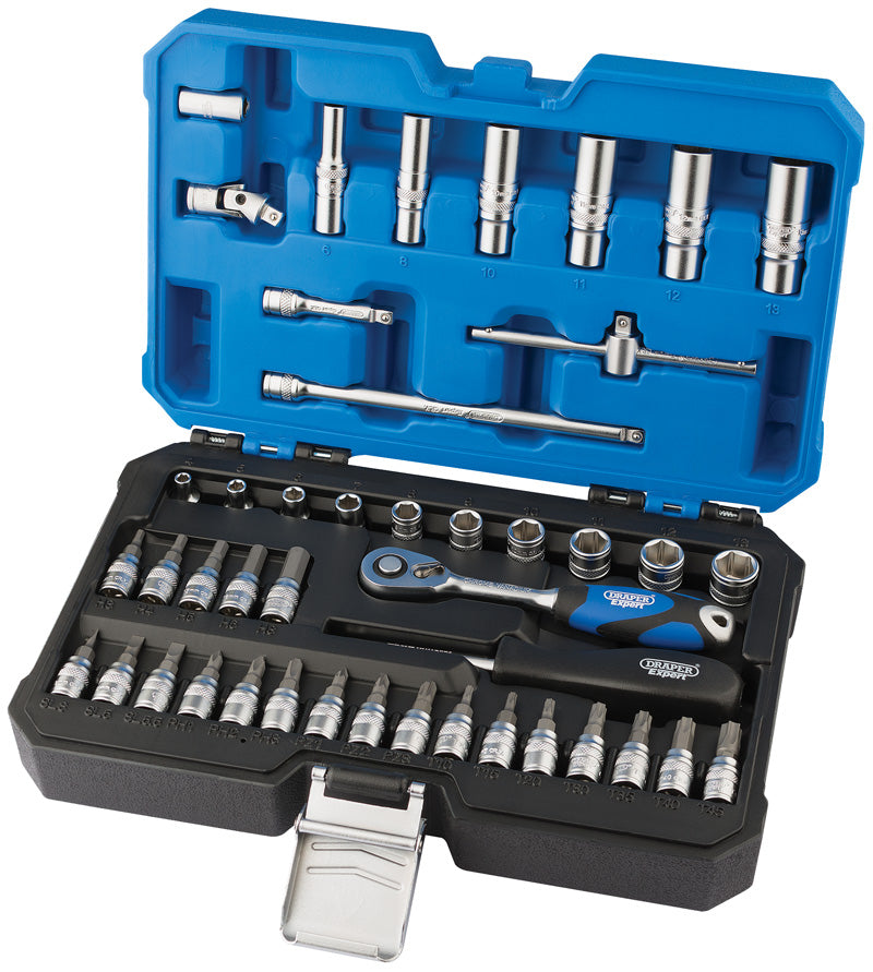 Draper Metric Hexagon Socket Set 1/4"D 44 Piece Deep & Standard Length 16446